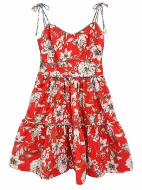 Christy Lynn Aurelia Floral Tie-Shoulder Tiered Dress Size Large